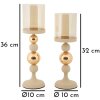 Mauro Ferretti Kandelaar Glassy creme – 2-delige set Ø 10x32 cm & Ø 10x36 cm