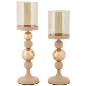 Mauro Ferretti Kandelaar Glassy rosa – 2-delige set...