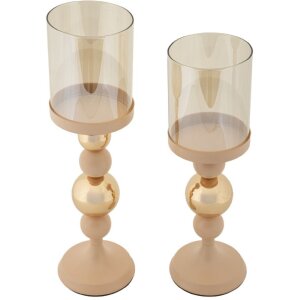 Mauro Ferretti Kandelaar Glassy rosa – 2-delige set...