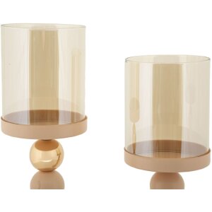 Mauro Ferretti Kandelaar Glassy rosa – 2-delige set Ø 10x32 cm en Ø 10x36 cm