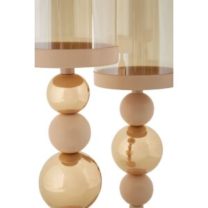 Mauro Ferretti Kandelaar Glassy rosa – 2-delige set Ø 10x32 cm en Ø 10x36 cm