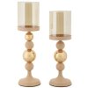 Mauro Ferretti Kandelaar Glassy rosa – 2-delige set Ø 10x32 cm en Ø 10x36 cm