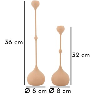 Mauro Ferretti Kandelaar Slimmy roze – 2-delige set Ø 8x26 cm en Ø 8x37 cm
