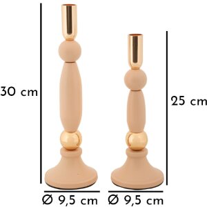 Mauro Ferretti Kandelaar Strek Roze Set – Ø 9,5x25 & 9,5x30 cm