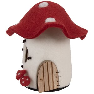 Clayre & Eef 66293 Vilt Huis 20x20x18 cm wit-rood