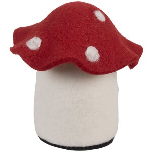 Clayre & Eef 66293 Vilt Huis 20x20x18 cm wit-rood