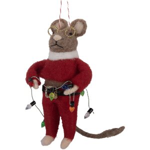 Clayre & Eef 66299 Decoratie Hangende Viltmuis 5x7x13 cm Rot en Bruin