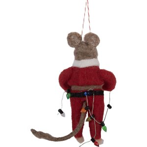 Clayre & Eef 66299 Decoratie Hangende Viltmuis 5x7x13 cm Rot en Bruin