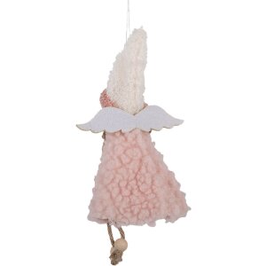 Clayre & Eef 66350 Decoratie Hangengel 10x3x20 cm Roze Wit