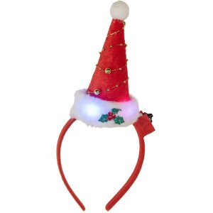 Clayre & Eef 66351 Haarband met kerstmuts met LED 12x7x27 cm