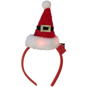 Clayre & Eef 66352 Haarband met kerstmuts met LED 12x7x27 cm