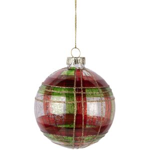 Clayre & Eef 6GL5178 Kerstbal Ø 8x8 cm Rood Goudkleurig