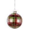 Clayre & Eef 6GL5178 Kerstbal Ø 8x8 cm Rood Goudkleurig