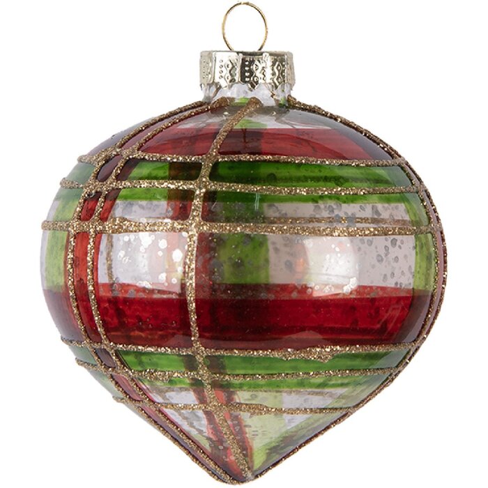 Clayre & Eef 6GL5179 Kerstbal Ø 8x8 cm Rood-Goud