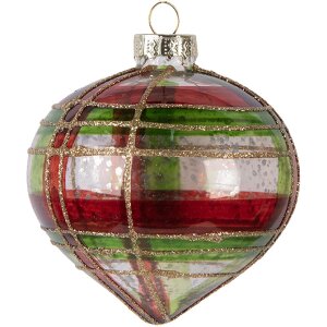Clayre & Eef 6GL5179 Kerstbal Ø 8x8 cm Rood-Goud