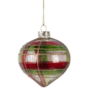Clayre & Eef 6GL5179 Kerstbal Ø 8x8 cm Rood-Goud