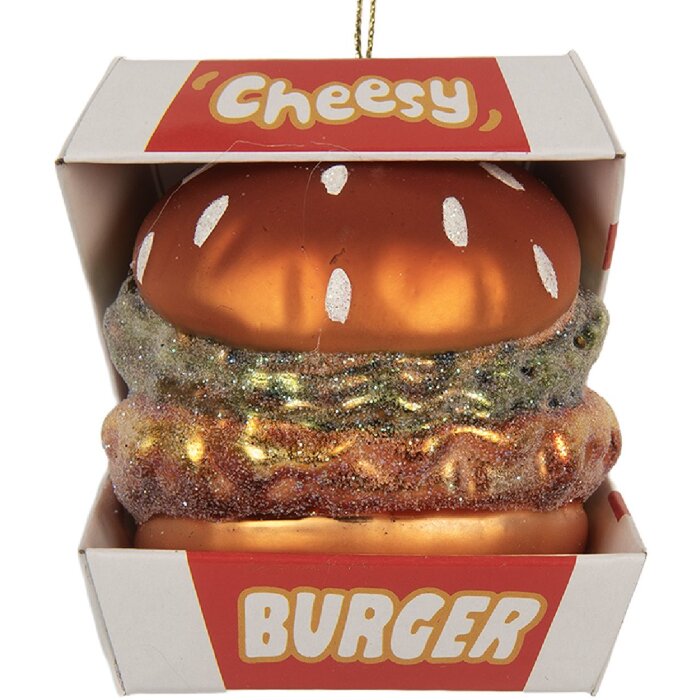 Clayre & Eef 6GL5247 Kerstornament Rood en Wit 7x7x8 cm