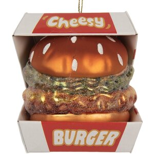 Clayre & Eef 6GL5247 Kerstornament Rood en Wit 7x7x8 cm