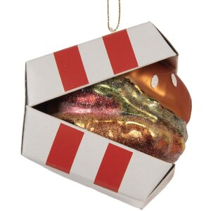 Clayre & Eef 6GL5247 Kerstornament Rood en Wit 7x7x8 cm