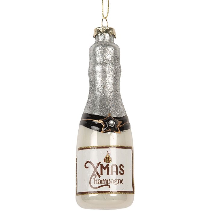 Clayre & Eef 6GL5248 Kerstornament Ø 4x13 cm zilverkleur