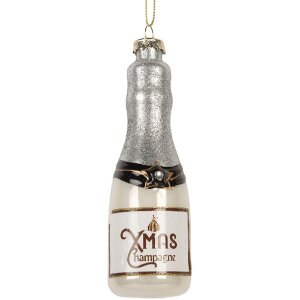 Clayre & Eef 6GL5248 Kerstornament Ø 4x13 cm zilverkleur