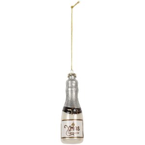 Clayre & Eef 6GL5248 Kerstornament Ø 4x13 cm zilverkleur
