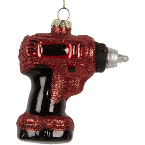 Clayre & Eef 6GL5251 Kerstornament 9x4x10 cm Rood Zwart