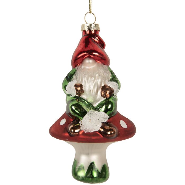 Clayre & Eef 6GL5263 Kerstornament 7x6x13 cm Rot en Groen