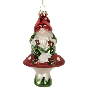 Clayre & Eef 6GL5263 Kerstornament 7x6x13 cm Rot en Groen