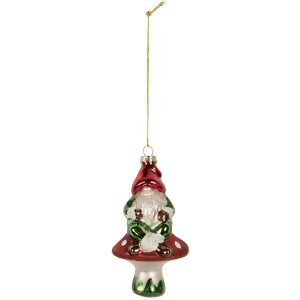 Clayre & Eef 6GL5263 Kerstornament 7x6x13 cm Rot en Groen