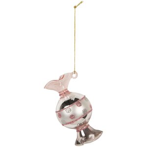 Clayre & Eef 6GL5276 Kersthangdecoratie Ø 4x8 cm Zilver Roze