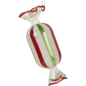Clayre & Eef 6GL5277 Kerstornament Ø 5x13 cm Wit en Rood