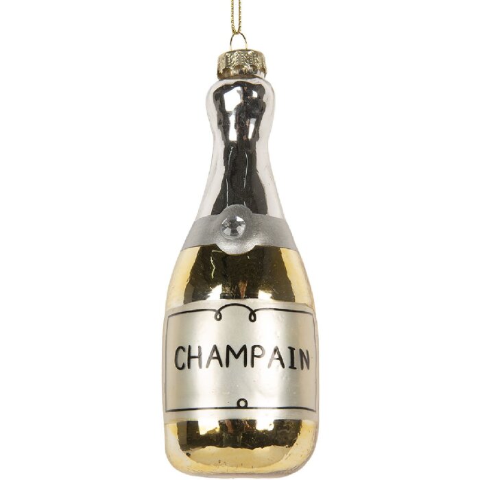 Clayre & Eef 6GL5278 Kerstornament Ø 5x14 cm Goud- & Zilverkleurig