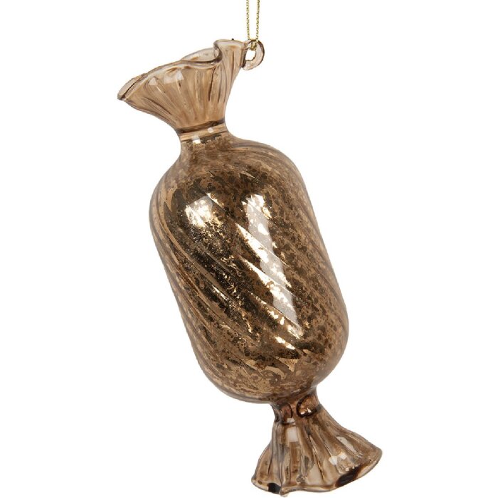 Clayre & Eef 6GL5280 Kerstornament Ø 5x13 cm Goudkleurig en Bruin