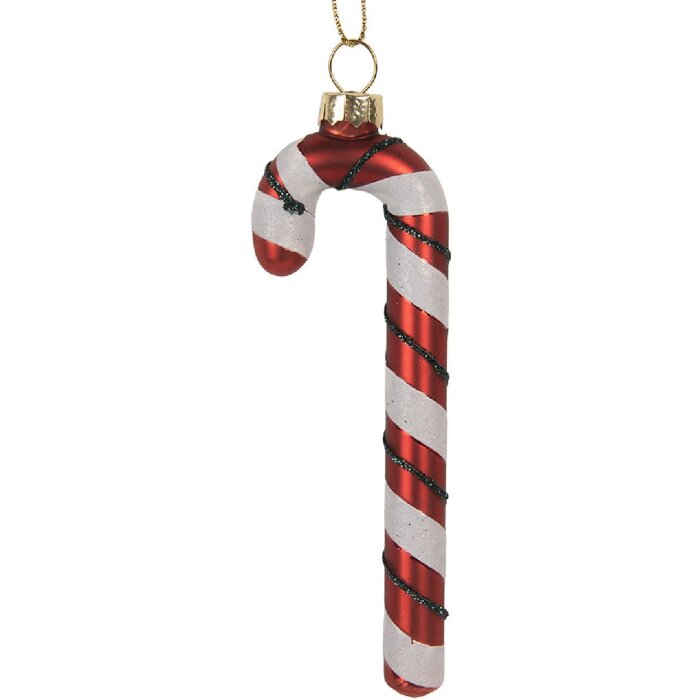 Clayre & Eef 6GL5281 Kerstornament 4x1x12 cm Rood en Wit