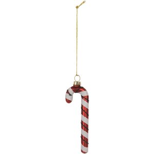 Clayre & Eef 6GL5281 Kerstornament 4x1x12 cm Rood en Wit