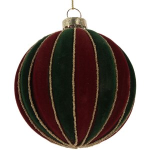 Clayre & Eef 6GL5283 Kerstbal Ø 8x8 cm Rood-Groen