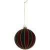 Clayre & Eef 6GL5283 Kerstbal Ø 8x8 cm Rood-Groen