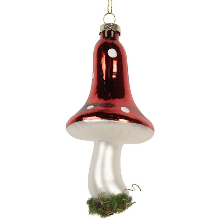 Clayre & Eef 6GL5287 Kersthangdecoratie Ø 6x12 cm Rood en Wit