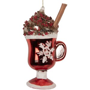 Clayre & Eef 6GL5289 Kerstornament 7x6x12 cm Rood en...