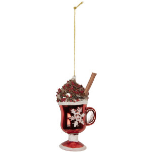 Clayre & Eef 6GL5289 Kerstornament 7x6x12 cm Rood en...