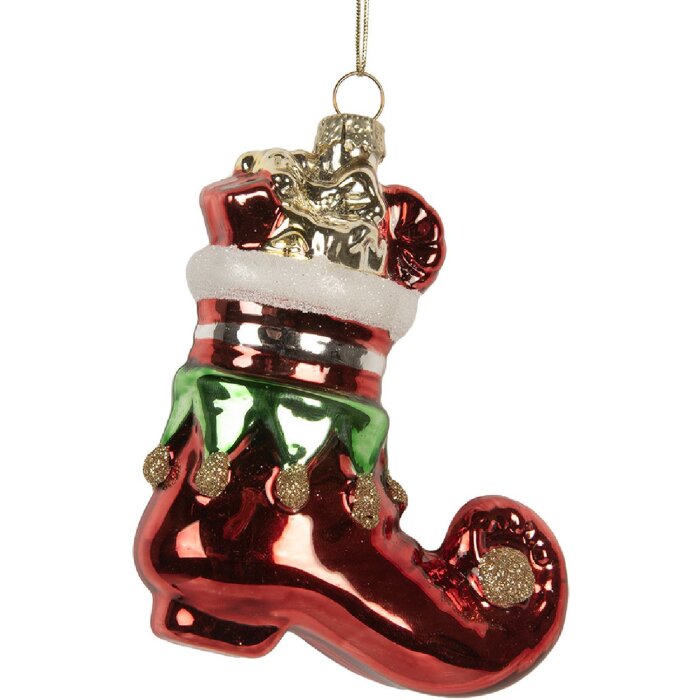 Clayre & Eef 6GL5291 Kerstornament 9x4x10 cm Rood en Wit