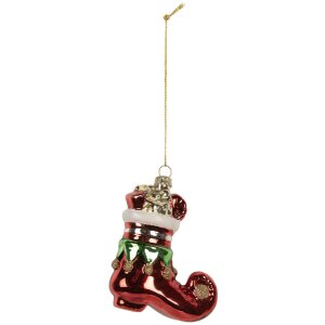 Clayre & Eef 6GL5291 Kerstornament 9x4x10 cm Rood en Wit