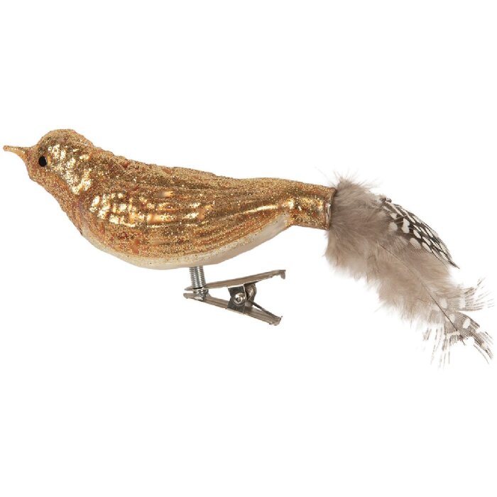 Clayre & Eef 6GL5292 Clip Kerstornament Vogel 9x3x4 cm