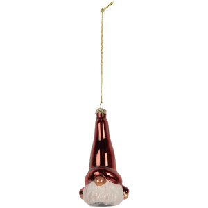 Clayre & Eef 6GL5293 Kerstornament 6x5x13 cm Rood en Wit