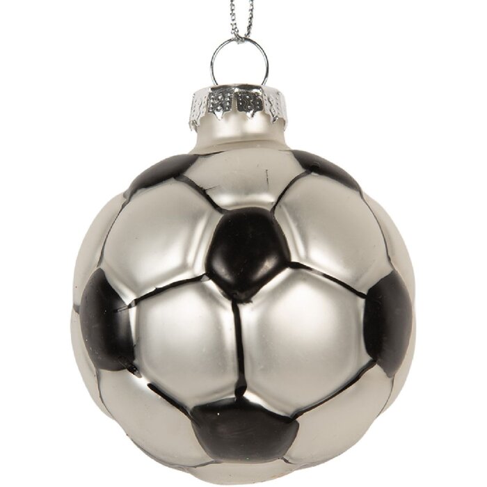 Clayre & Eef 6GL5299 Kerstornament Ø 6x6 cm Grijs & Zwart