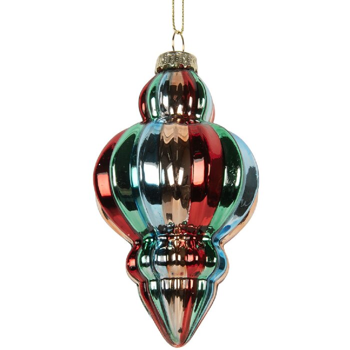 Clayre & Eef 6GL5301 Kerstbal Ø 7x12 cm Meerkleurig