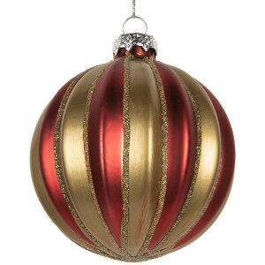 Clayre & Eef 6GL5302 Kerstbal Rood en Goud 8x8 cm
