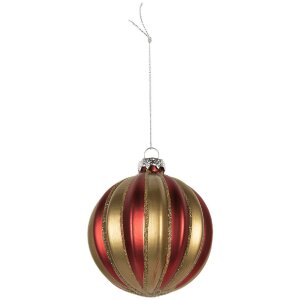 Clayre & Eef 6GL5302 Kerstbal Rood en Goud 8x8 cm