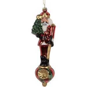 Clayre & Eef 6GL5310 Kerstornament 6x5x20 cm Rood en Wit